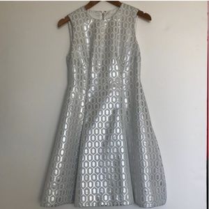 kate spade silver fit and flare dress size 4 nwot
